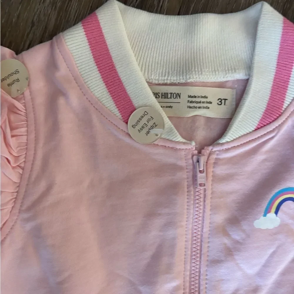 Paris Hilton Pink Ruffled Toddler Tracksuit with Rainbow Sz 3T